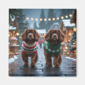 Tibetan Spaniel Dogs Christmas Snow Holiday Magneet (Voorkant)