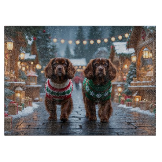 Tibetan Spaniel Dogs Christmas Snow Holiday Snijplank (Voorkant)