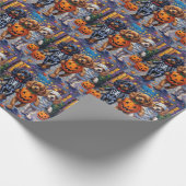 Tibetan Spaniel Dogs In Halloween Costumes Cadeaupapier (Hoek)