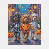 Tibetan Spaniel Dogs In Halloween Costumes Fleece Deken (Voorkant)