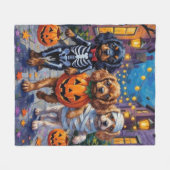 Tibetan Spaniel Dogs In Halloween Costumes Fleece Deken (Voorkant (Horizontaal))
