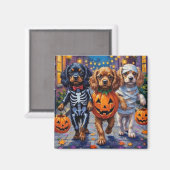 Tibetan Spaniel Dogs In Halloween Costumes Magneet (Voorkant / Achterkant)