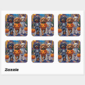 Tibetan Spaniel Dogs In Halloween Costumes Vierkante Sticker (Vel)