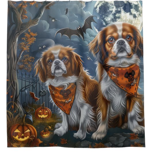 Tibetan Spaniel Halloween Griezelig Douchegordijn (Voorkant)