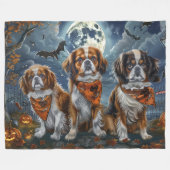 Tibetan Spaniel Halloween Griezelig Fleece Deken (Voorkant (Horizontaal))