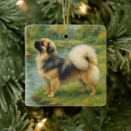 Tibetan Spaniel Keramisch Ornament