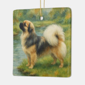 Tibetan Spaniel Keramisch Ornament (Links)