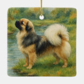 Tibetan Spaniel Keramisch Ornament (Achterkant)