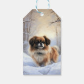 Tibetan Spaniel Laat het Sneeuwen Kerstmis  Cadeaulabel (Achterkant)