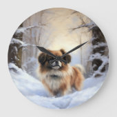 Tibetan Spaniel Laat het Sneeuwen Kerstmis  Grote Klok (Voorkant)