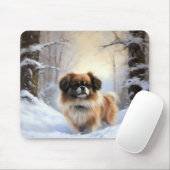Tibetan Spaniel Laat het Sneeuwen Kerstmis  Muismat (Met muis)