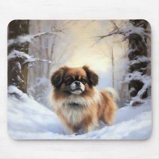 Tibetan Spaniel Laat het Sneeuwen Kerstmis  Muismat (Voorkant)