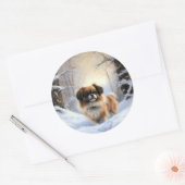 Tibetan Spaniel Laat het Sneeuwen Kerstmis  Ronde Sticker (Envelop)