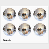 Tibetan Spaniel Laat het Sneeuwen Kerstmis  Ronde Sticker (Vel)