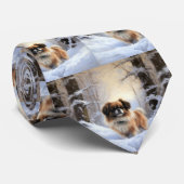 Tibetan Spaniel Laat het Sneeuwen Kerstmis Stropdas (Opgerold)