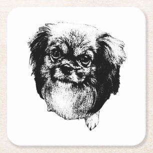 Tibetan Spaniel Onderzetter – Monochrome Honden Ku