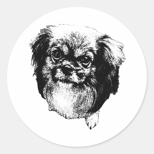 Tibetan Spaniel Sticker – Calm Ink Portrait (Voorkant)