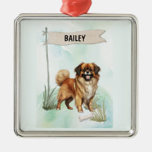 Tibetan Spaniel Watercolor Personalized Dog