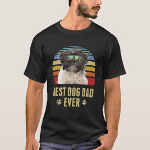 Tibetan Terrier Best Dog Dad Ever Retro Sunset T-shirt