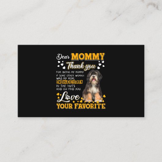 Tibetan Terrier Beste mama, bedankt dat je mij ben Visitekaartje (Voorkant)
