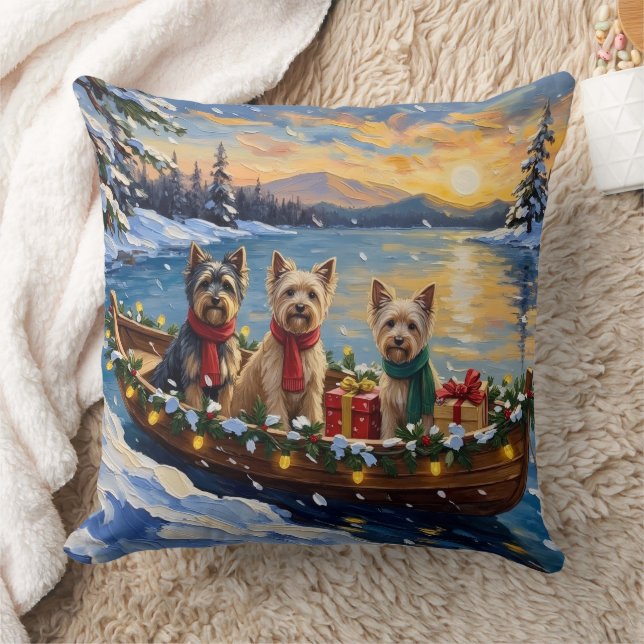 Tibetan Terrier Christmas Boat Holiday Kussen (Deken)