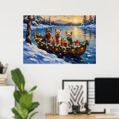 Tibetan Terrier Christmas Boat Holiday Poster (Thuiskantoor)