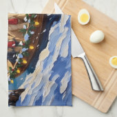 Tibetan Terrier Christmas Boat Holiday Theedoek (Quarter Fold)