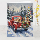 Tibetan Terrier Christmas Red Truck Holiday Kaart (Gele Bloem)