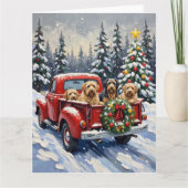 Tibetan Terrier Christmas Red Truck Holiday Kaart (Voorkant)