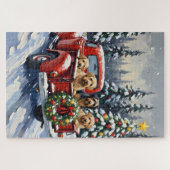 Tibetan Terrier Christmas Red Truck Holiday Legpuzzel (Horizontaal)