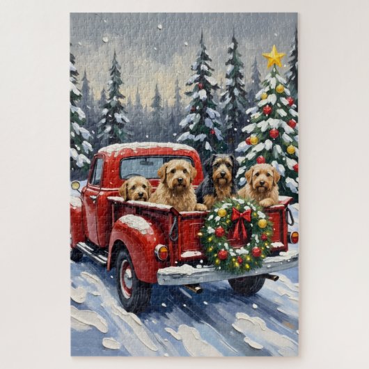 Tibetan Terrier Christmas Red Truck Holiday Legpuzzel (Verticaal)
