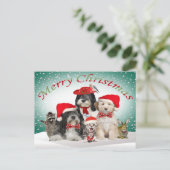 Tibetan Terrier Christmas With Friends Feestdagenkaart (Staand voorkant)