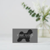 Tibetan Terrier Dog Silhouette Black op Grey Visitekaartje (Staand voorkant)