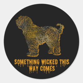 Tibetan Terrier Dog Silhouette Fun Halloween Ronde Sticker