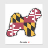 Tibetan Terrier Dog Silhouette met Maryland Flag Sticker (Vel)