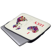 Tibetan Terrier Dog Silhouette w. Butterfly Heart Laptop Sleeve (Voorkant onderkant)