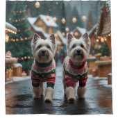 Tibetan Terrier Dogs Christmas Snow Holiday Douchegordijn (Voorkant)