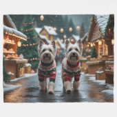 Tibetan Terrier Dogs Christmas Snow Holiday Fleece Deken (Voorkant (Horizontaal))