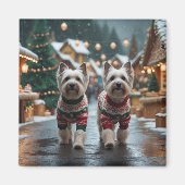 Tibetan Terrier Dogs Christmas Snow Holiday Magneet (Voorkant)