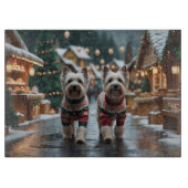 Tibetan Terrier Dogs Christmas Snow Holiday Snijplank (Voorkant)