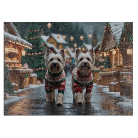 Tibetan Terrier Dogs Christmas Snow Holiday Snijplank (Voorkant)