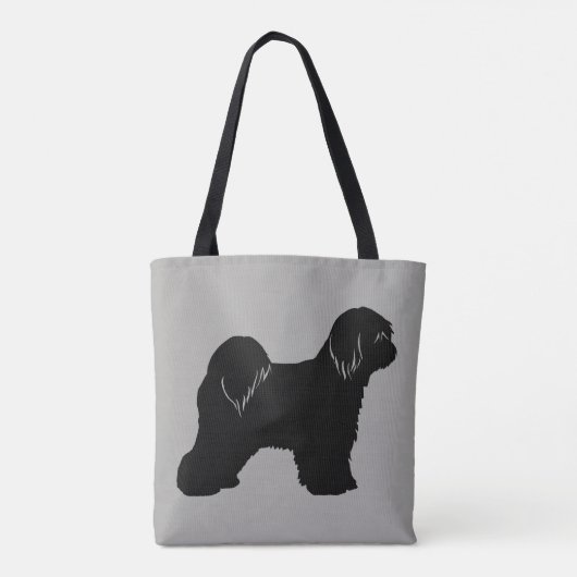 Tibetan Terrier Hondenras Silhouette Tote Bag (Achterkant)