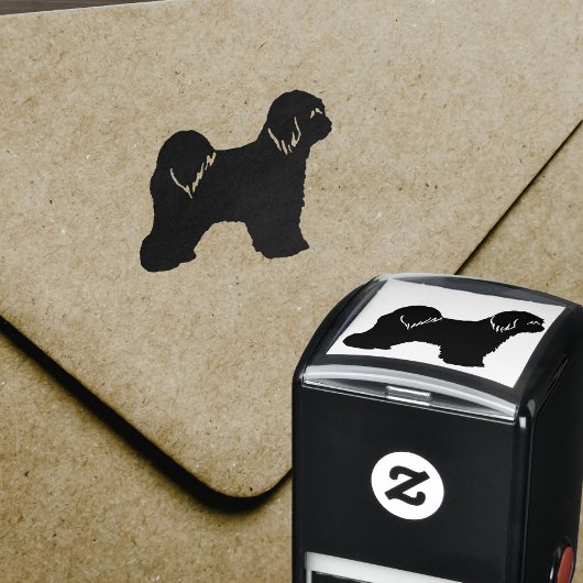 Tibetan Terrier Hondenras Silhouette Zelfinktende Stempel