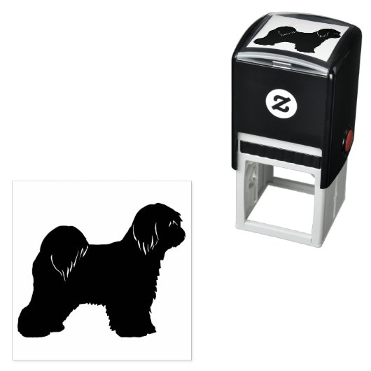 Tibetan Terrier Hondenras Silhouette Zelfinktende Stempel (In situ)