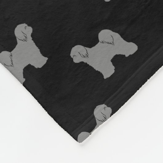 Tibetan Terrier Hondenras Silhouettes Pattern Fleece Deken (Hoek)