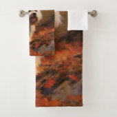 Tibetan Terrier in herfstbladeren val inspireert Bad Handdoek (Insitu)