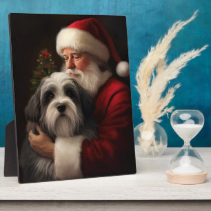 Tibetan Terrier Kerstman Feestelijke Kerst  Fotoplaat