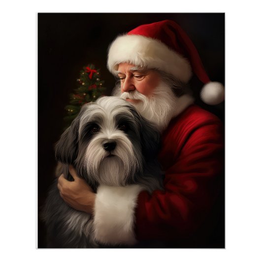 Tibetan Terrier Kerstman Kerstmis  Perfect Poster (Voorkant)