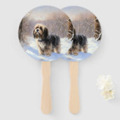 Tibetan Terrier Laat het Sneeuwen Kerstmis Handwaaier (Voorkant en achterkant)