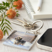 Tibetan Terrier Laat het Sneeuwen Kerstmis Sleutelhanger (Voorkant Rechts)